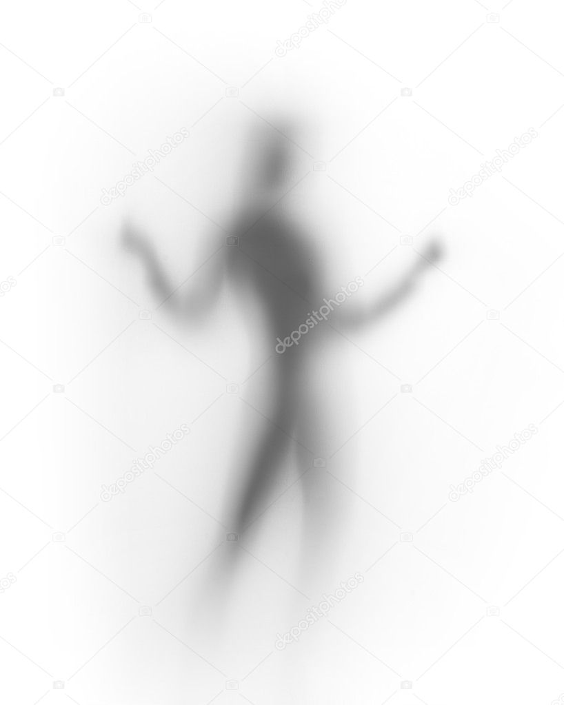 Diffuse dancer silhouette behind a curtain