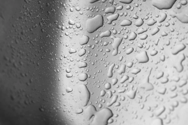 Water drops in alluminium scullery — Stock Photo, Image