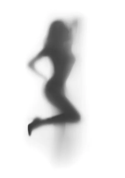セクシーなダンサーの女性シルエット、ルックアップ — ストック写真