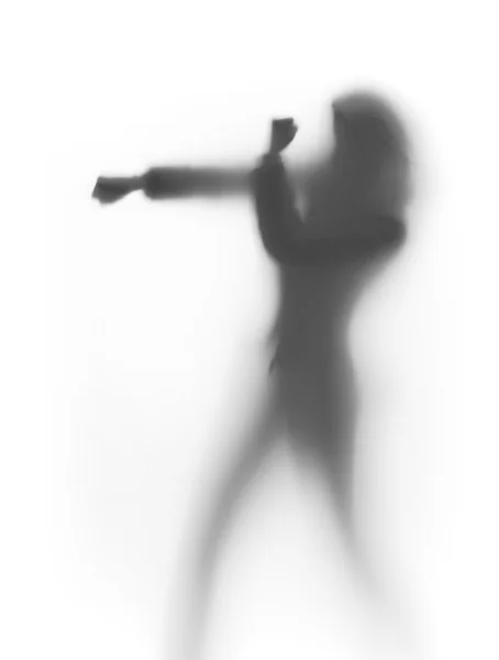Donna combattente silhouette, scatola — Foto Stock