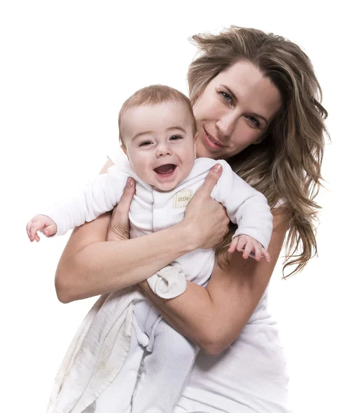 Young mother and jolly baby — Stock Photo, Image