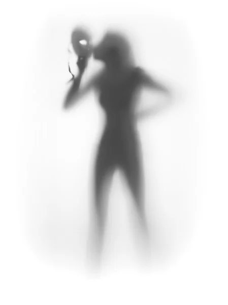 Sexy vrouw silhouet met Venetiaanse masker — Stockfoto