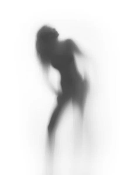 Сексуальный женский силуэт, длинные волосы, взгляд вверх — стоковое фото