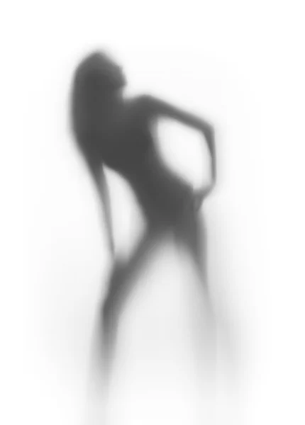 Сексуальна жінка силует, довге волосся, дивіться вгору — стокове фото