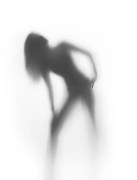 Femme sexy silhouette, cheveux longs, regarder vers le haut — Photo