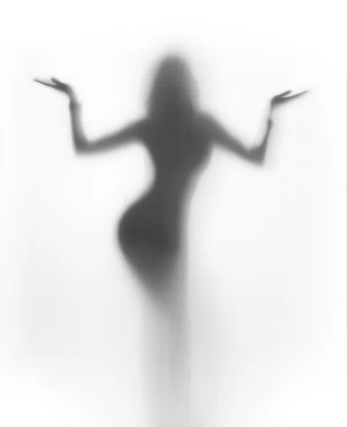 Mulher dançarina bonita segura sua mão para cima como escalas — Fotografia de Stock