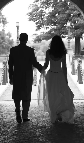 Paar bruiloft silhouetten — Stockfoto