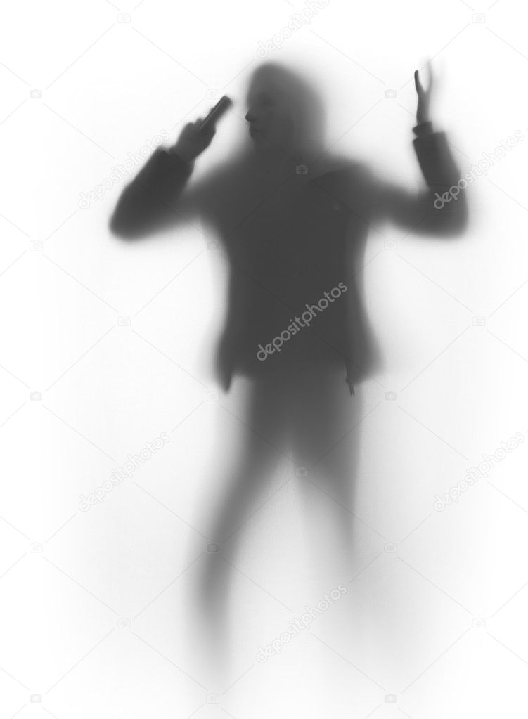 Talking woman silhouette, cellular phone