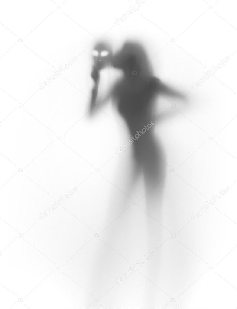 Sexy woman silhouette with venetian mask