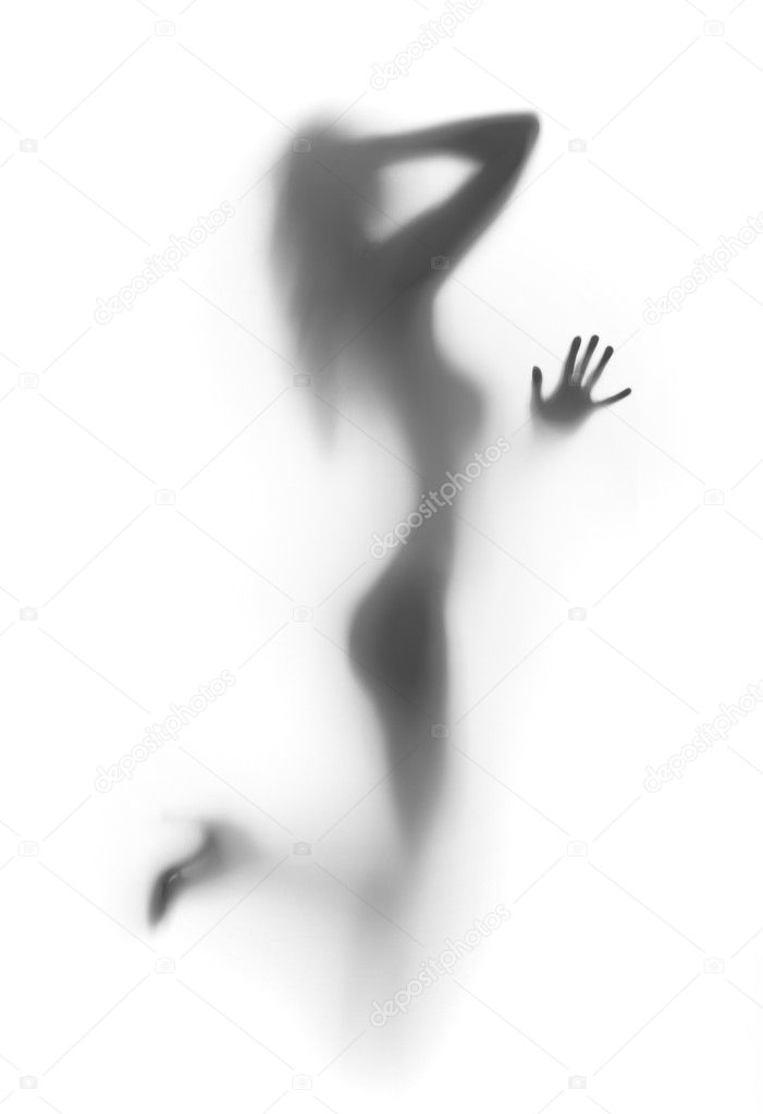 Sexy woman blurry silhouette and hands