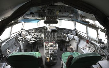 Superannuated airplane cockpit view clipart