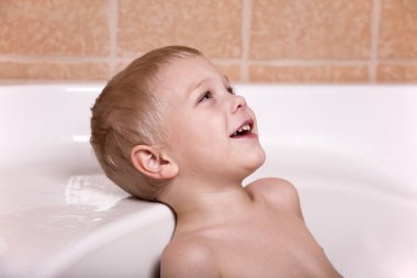 Little boy in bathtub clipart