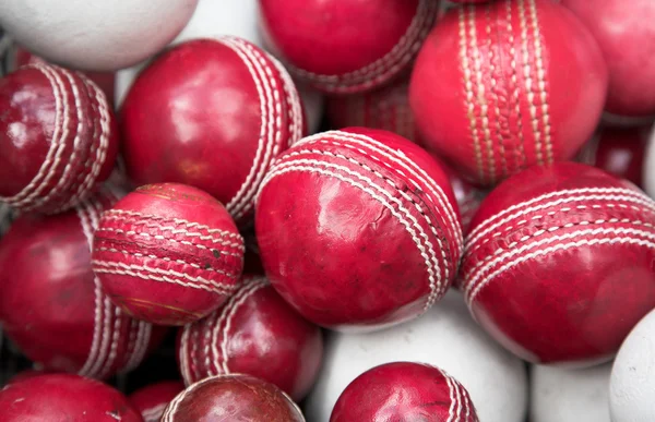 stock image Old, red cricket balls
