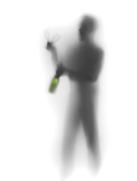 Man silhouette with champagne and glasses — Stock Photo, Image