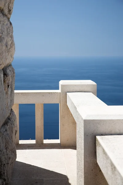 stock image Stone viewpoint and banister, ocean view