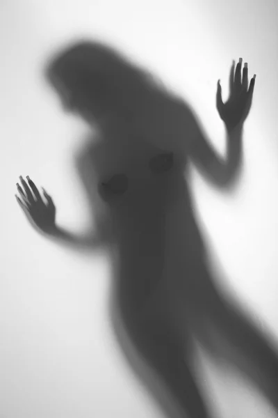 Vacker kvinna silhouette, händer — Stockfoto
