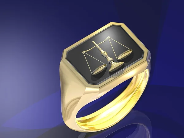 Desenho de anel de símbolo Justitia — Fotografia de Stock