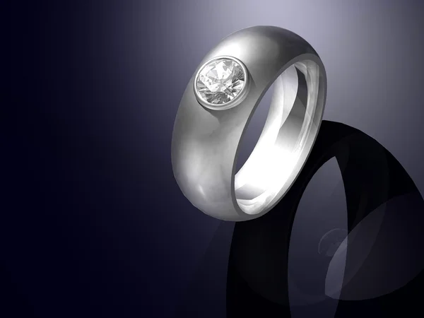 Platinum ring and diamond — Stock Photo, Image