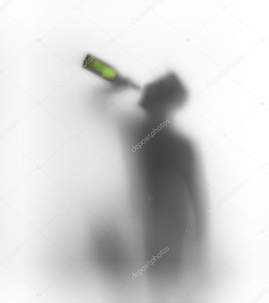 Man drinks, silhouette