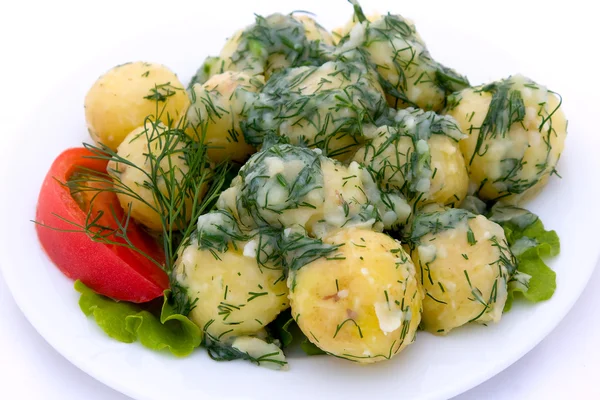 Potatoes and tomatoes with herbs — Stock Photo, Image
