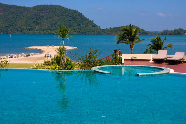 Swimming pool water near the sea