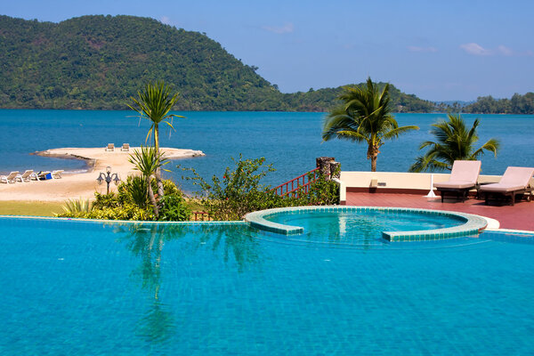 Swimming pool water near the sea