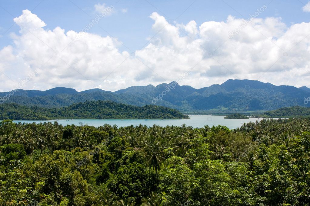 Scenic view on small tropical islands near Koh Chang island