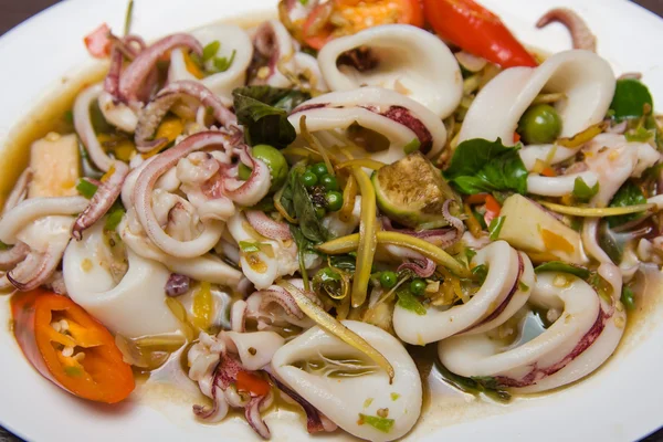 Asian spicy squid salad — Stock Photo, Image