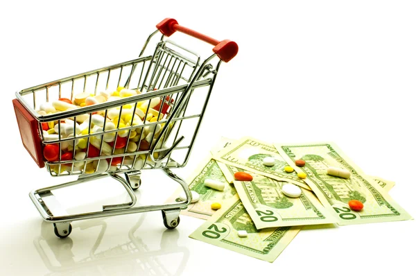 Drugs in the shopping cart — Stock Photo, Image