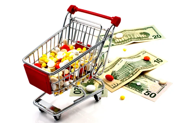 Drugs in the shopping cart — Stock Photo, Image