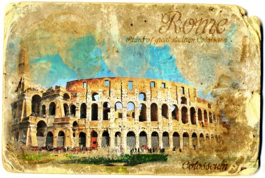 Colosseum vintage card postal clipart