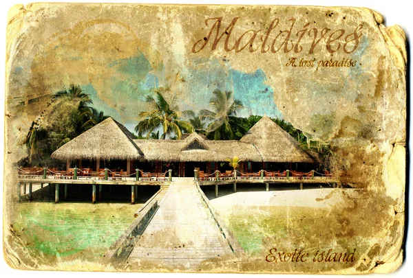 stock image Maldives vintage card postal