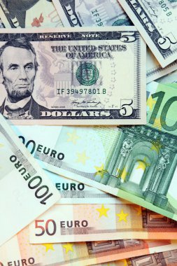 Two leading hard currencies - US Dollar and Euro clipart