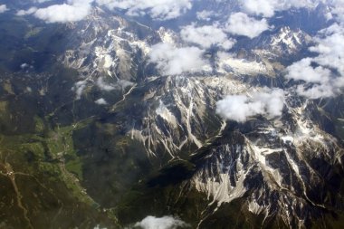 Aerial view on mountains from an airplane