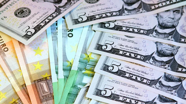 두 개의 주요 경화 - 미국 달러와 유로화 — 스톡 사진