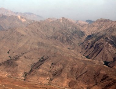 Aerial view on mountains from an airplane