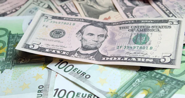 Two leading hard currencies - US Dollar and Euro — Stock Photo, Image