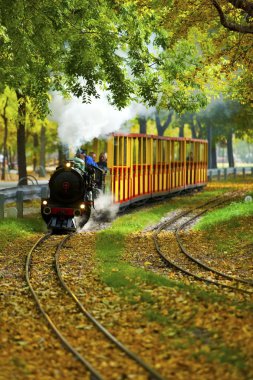 Famous and historic Liliputbahn in the Prater Park of Vienna clipart