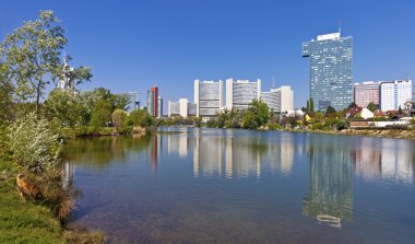 Skyline Uno City Vienna in summer at the Kaiserwasser clipart