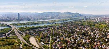 Panorama of Vienna with Danube River clipart