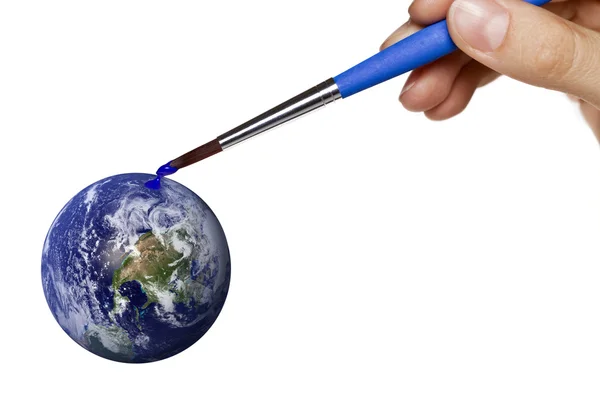 Colouring blue planet earth — Stock Photo, Image
