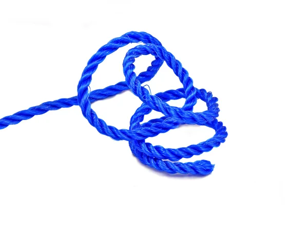 Blue colied nylon rope — Stockfoto