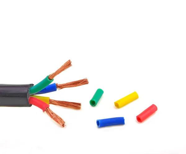 Электрический кабель с четырьмя клеммами — стоковое фото
