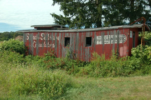 Stary red caboose — Zdjęcie stockowe