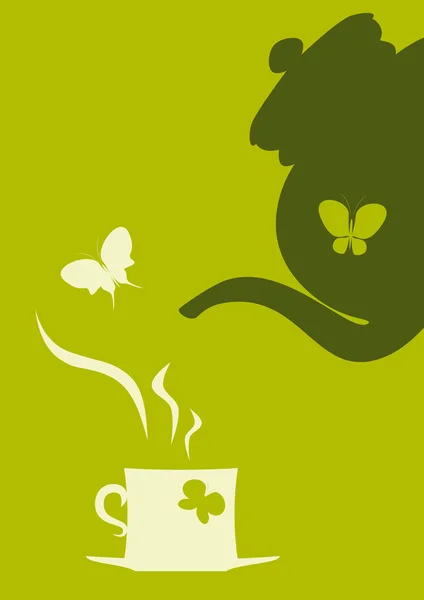 Teekanne und Tasse Tee — Stockvektor