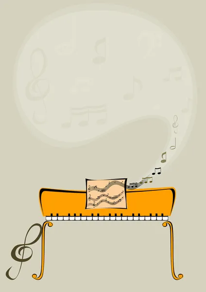 Пианино и ноты Стоковая Иллюстрация