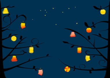 Lanterns on the tree clipart