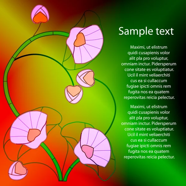 Färgad bakgrund med lila blommor — Stock vektor
