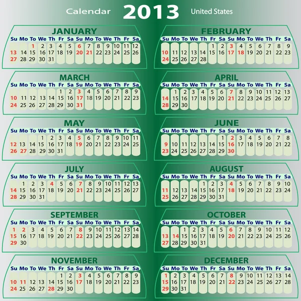Kalender 2013 (us)) — Stockvektor