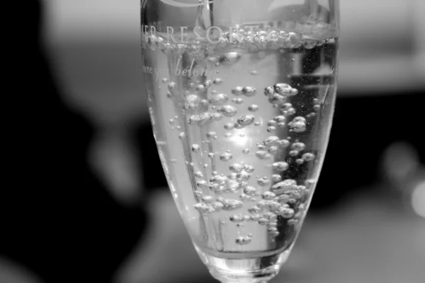 Burbujas de champán negro n blanco Imagen de stock